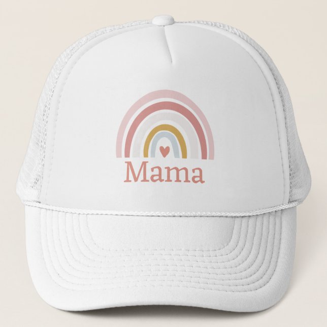 Custom Name Pink Rainbow Trucker Hat (Front)