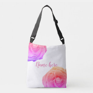 Custom Name, Pink Roses Cross Body Bag