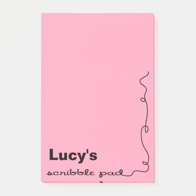 Custom Name Pink Scribble Pad Post-it Notes (Front)