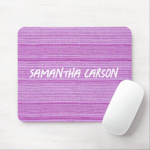 Custom name pink stripes textiled mouse mat