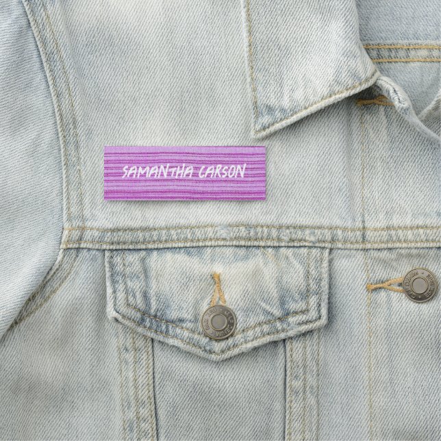 Custom name pink stripes textiled tag (In Situ)