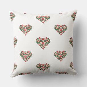 Custom Name Pink Typography/ Floral Folk Heart Cushion