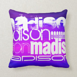 Custom Name; Pink, Violet Blue, Magenta, purple Cushion