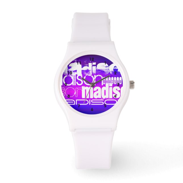 Custom Name; Pink, Violet Blue, Magenta, purple Watch (Front)
