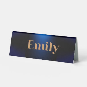 Custom Name Place Card Elegant Navy Blue Table