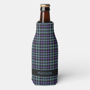Custom Name Plaid / Tartan Pattern Bottle Cooler