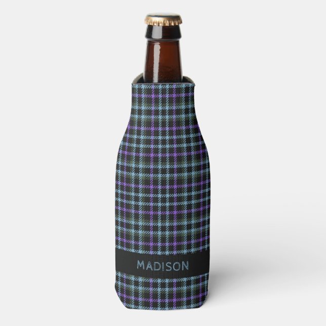 Custom Name Plaid / Tartan Pattern Bottle Cooler (Bottle Front)