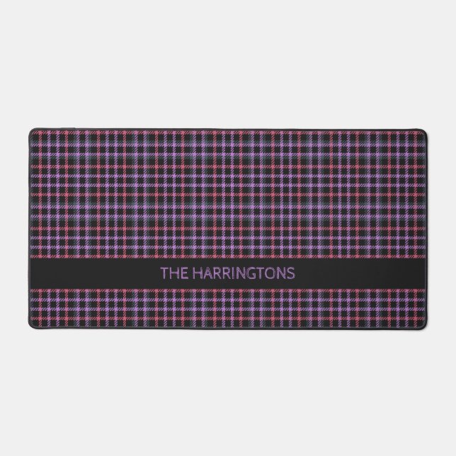 Custom Name Plaid / Tartan Pattern Desk Mat (Front)