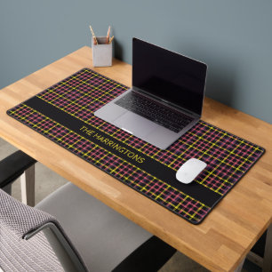 Custom Name Plaid / Tartan Pattern Desk Mat