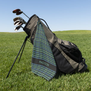 Custom Name Plaid / Tartan Pattern Golf Towel
