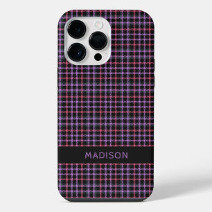 Custom Name Plaid / Tartan Pattern iPhone 14 Pro Max Case