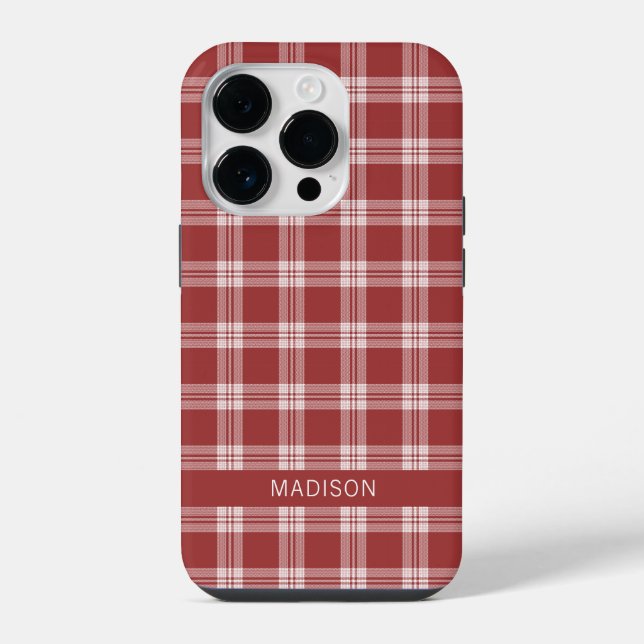 Custom Name Plaid / Tartan Pattern iPhone Case (Back)