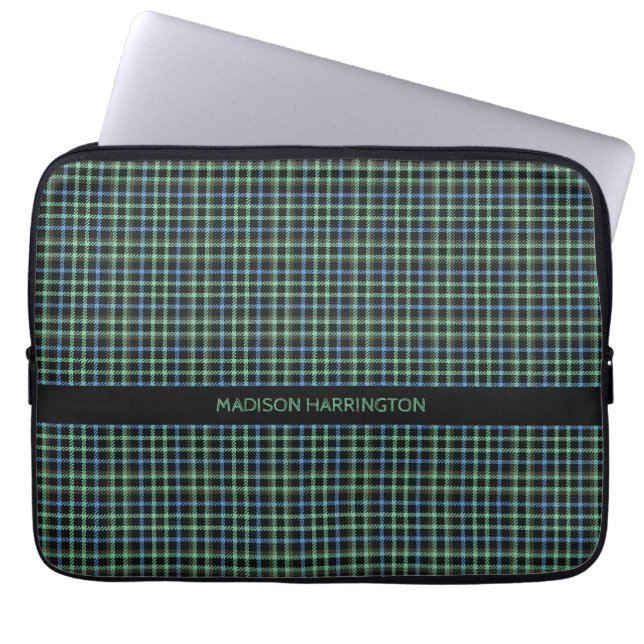 Custom Name Plaid / Tartan Pattern Laptop Sleeve (Front)