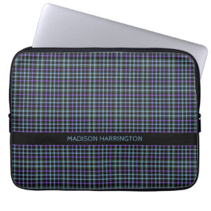 Custom Name Plaid / Tartan Pattern Laptop Sleeve