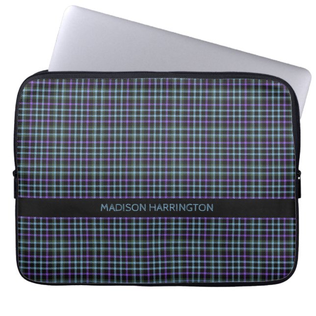 Custom Name Plaid / Tartan Pattern Laptop Sleeve (Front)