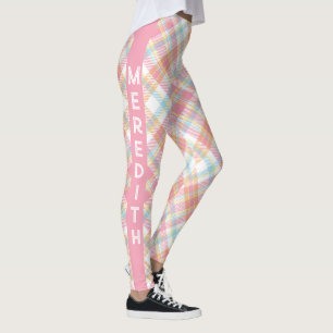 Custom Name Plaid / Tartan Pattern Leggings