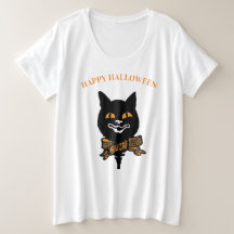 CUSTOM NAME PLUS T-SHIRT ART NOUVEAU CAT HALLOWEEN
