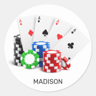 Custom Name Poker / Casino Classic Round Sticker