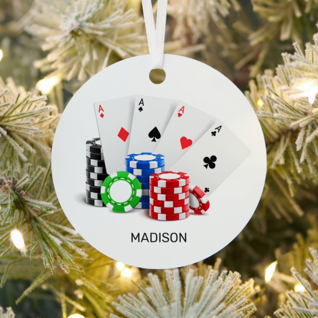 Custom Name Poker / Casino Metal Tree Decoration (Insitu)