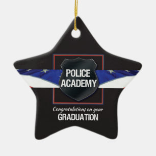Custom Name, Police Academy Graduation Ceramic Tree Decoration