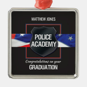 Custom Name, Police Academy Graduation Metal Tree Decoration