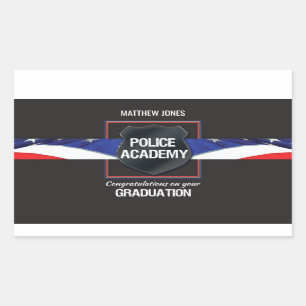 Custom Name, Police Academy Graduation Rectangular Sticker