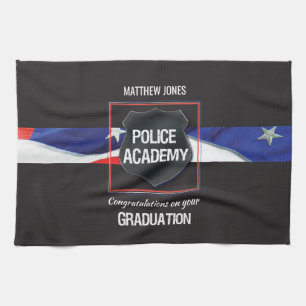 Custom Name, Police Academy Graduation Tea Towel