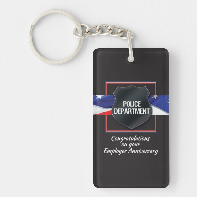 Custom Name, Police Employee Anniversary Key Ring (Front)
