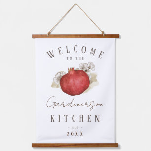 Custom Name Pomegranate Fruit Kitchen Art  Hanging Tapestry