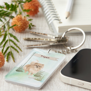 Custom Name Pommeranian Pet Dog Key Ring