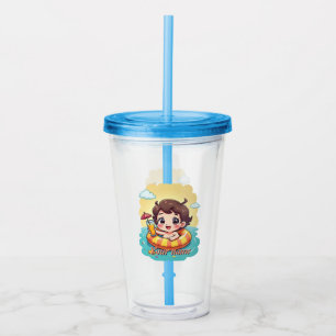 Custom Name Pool Float Summer Design Acrylic Tumbler