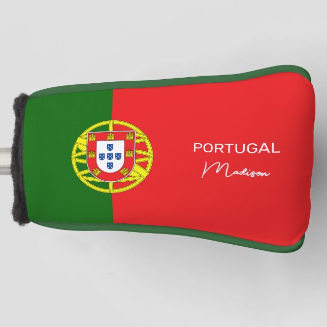 Custom Name Portugese Flag Golf Head Cover (Front)