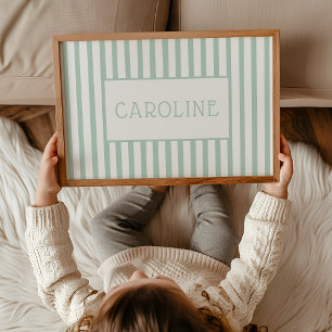 Custom Name Poster Soft Green Gender Neutral