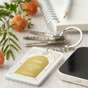 Custom Name Prayer Mat Gift, White Gold Islamic Key Ring