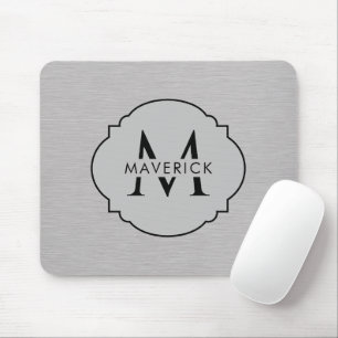 Custom Name Premium Brushed Silver Metal Texture Mouse Mat