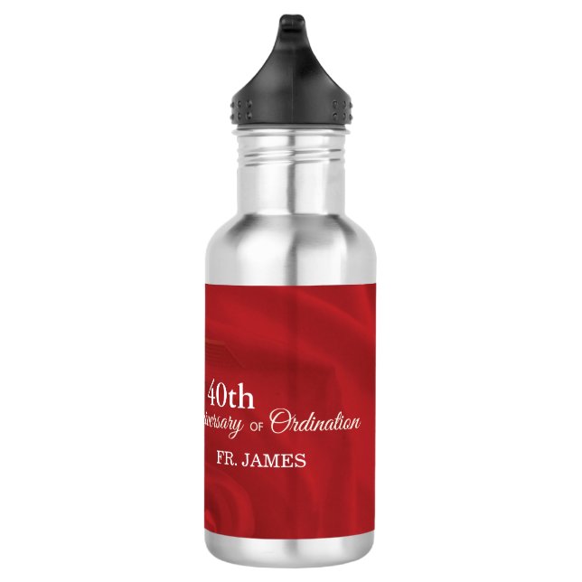 Custom Name Priest Anniversary Ordination Red Rose 532 Ml Water Bottle (Right)
