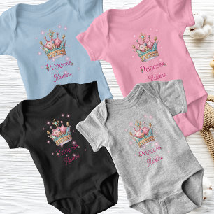 Custom Name Princess Crown Baby Bodysuit