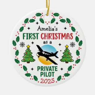 Custom Name Private Pilot Personalized Christmas Ceramic Tree Decoration