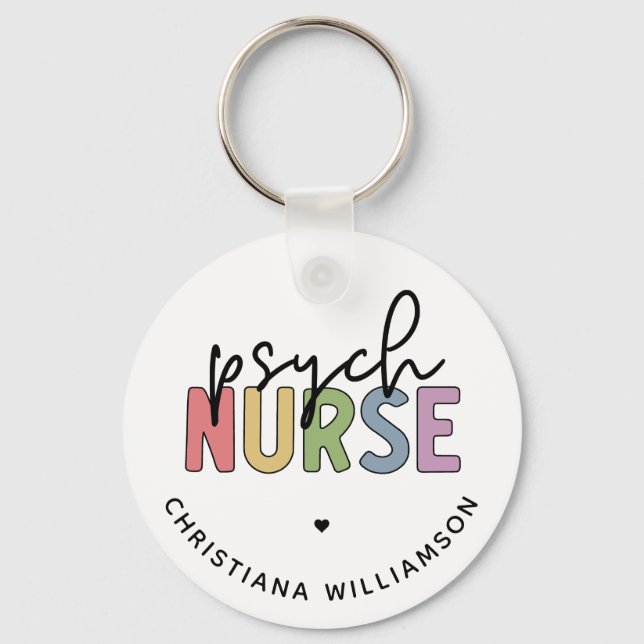 Custom Name Psych Nurse | Psychiatric Nurse Key Ring (Front)
