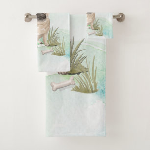 Custom Name Pug Pet Dog Bath Towel Set