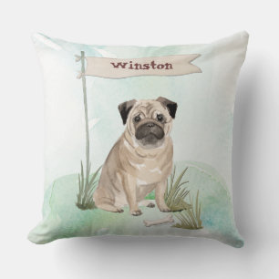 Custom Name Pug Pet Dog Cushion