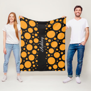 Custom Name Pumpkin Circles Fleece Blanket Gift