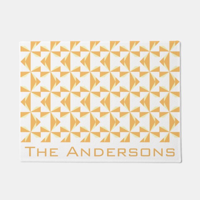 Custom Name Pumpkin Pinwheels Doormat (Front)