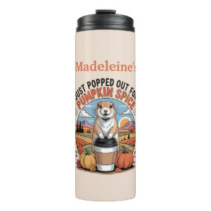 Custom Name Pumpkin Spice Autumn Prairie Dog Thermal Tumbler