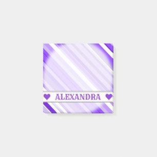 Custom Name - Purple and White Striped Pattern Post-it Notes