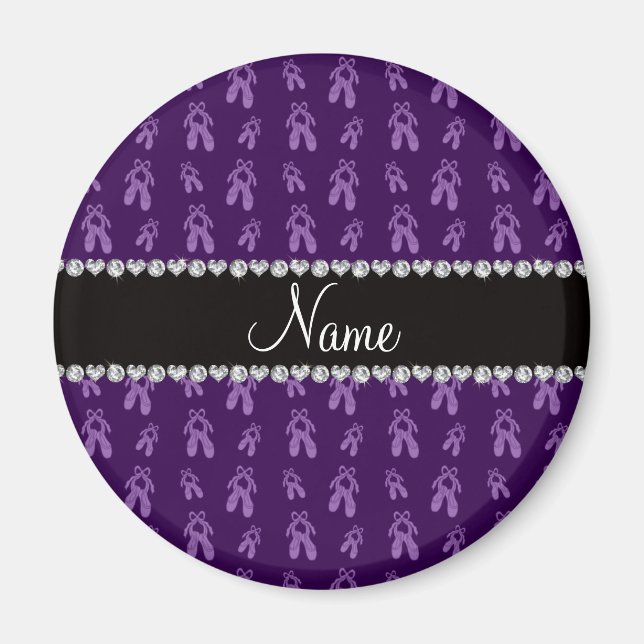 Custom name purple ballet shoes magnet (Front)
