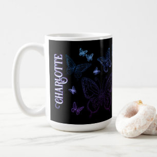 Custom Name Purple Blue Butterfly Gift for Her Mug