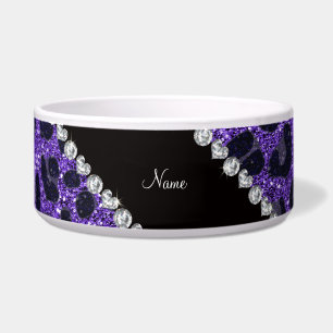 Custom name purple glitter leopard spots