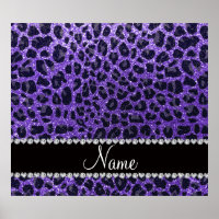 Custom name purple glitter leopard spots