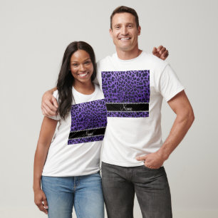 Custom name purple glitter leopard spots T-Shirt